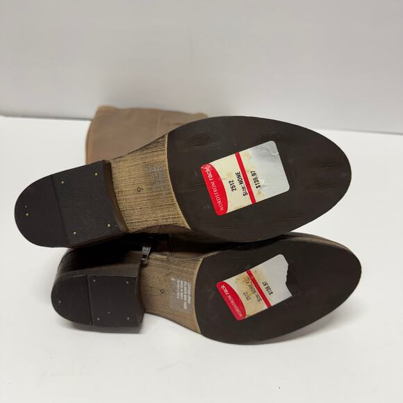 Seychelles Womens Distressed Taupe Genuine Leather Riding Boots Low Heel Size 6 - Picture 6 of 8